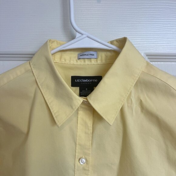 Liz Claiborne Women Wrinkle Free Long Sleeve Butter Yellow Shirt Large - Picture 2 of 11